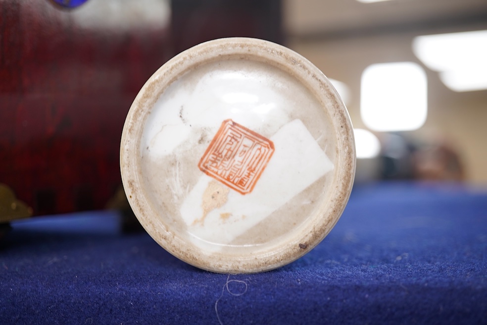 A Chinese cylindrical spill vase, Tongzhi period, 12cm high. Condition - good